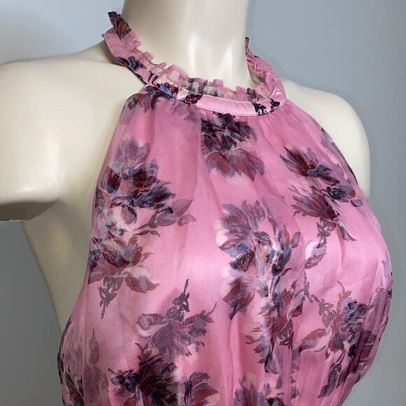 Cinq a Sept Alanna Floral Print Silk Halter Neck Dress - Picture 3 of 11